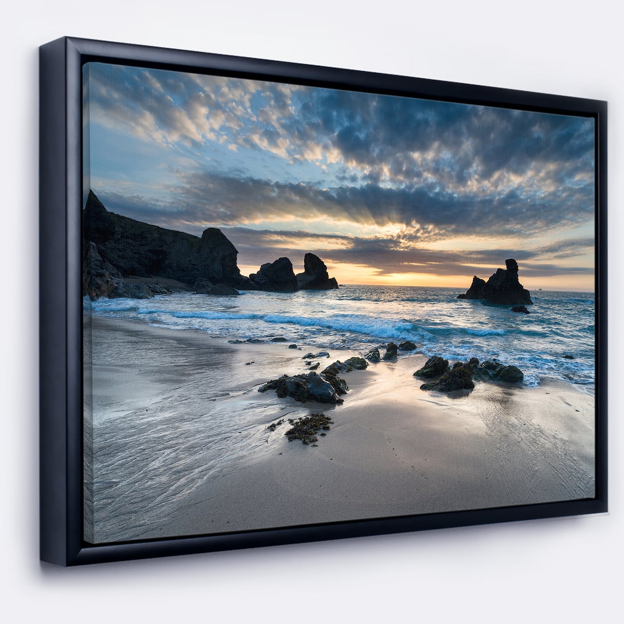 Designart - Beautiful Porthcothan Bay - Seashore Framed Canvas Art Print